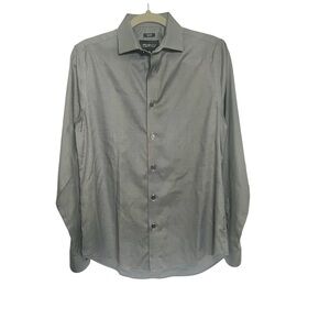 Kenneth Cole Awearness Non-Iron Slim Fit Gray/Silver Dress Shirt 15 34/35